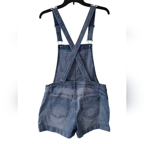 Wallflower Denim Stretch High Rise Shortalls Overalls Juniors Size Large - Picture 3 of 11